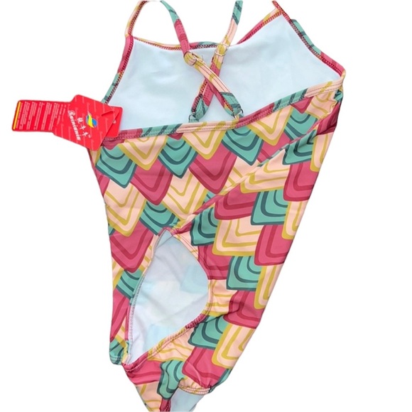 NWT one piece red yellow & green swim suit 2XL lined Adjustable bathing suit - Picture 6 of 7